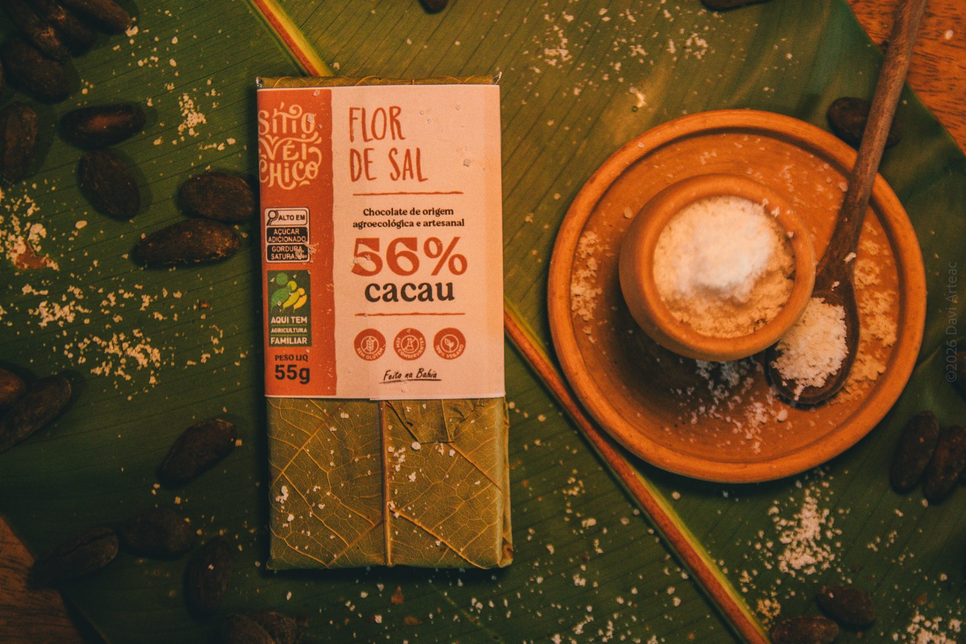 Chocolate Artesanal 56% Cacau – Flor de Sal | Barra 55g