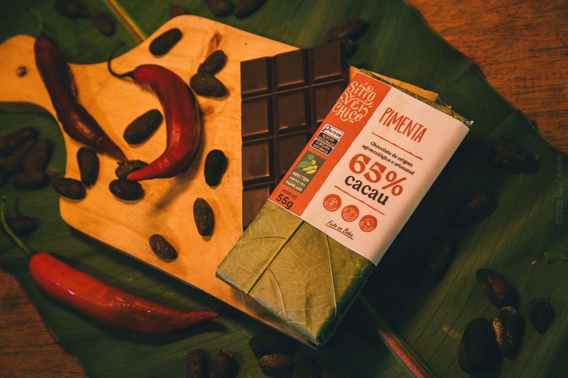 Chocolate Artesanal 65% Cacau – Com Pimenta | Barra 55g