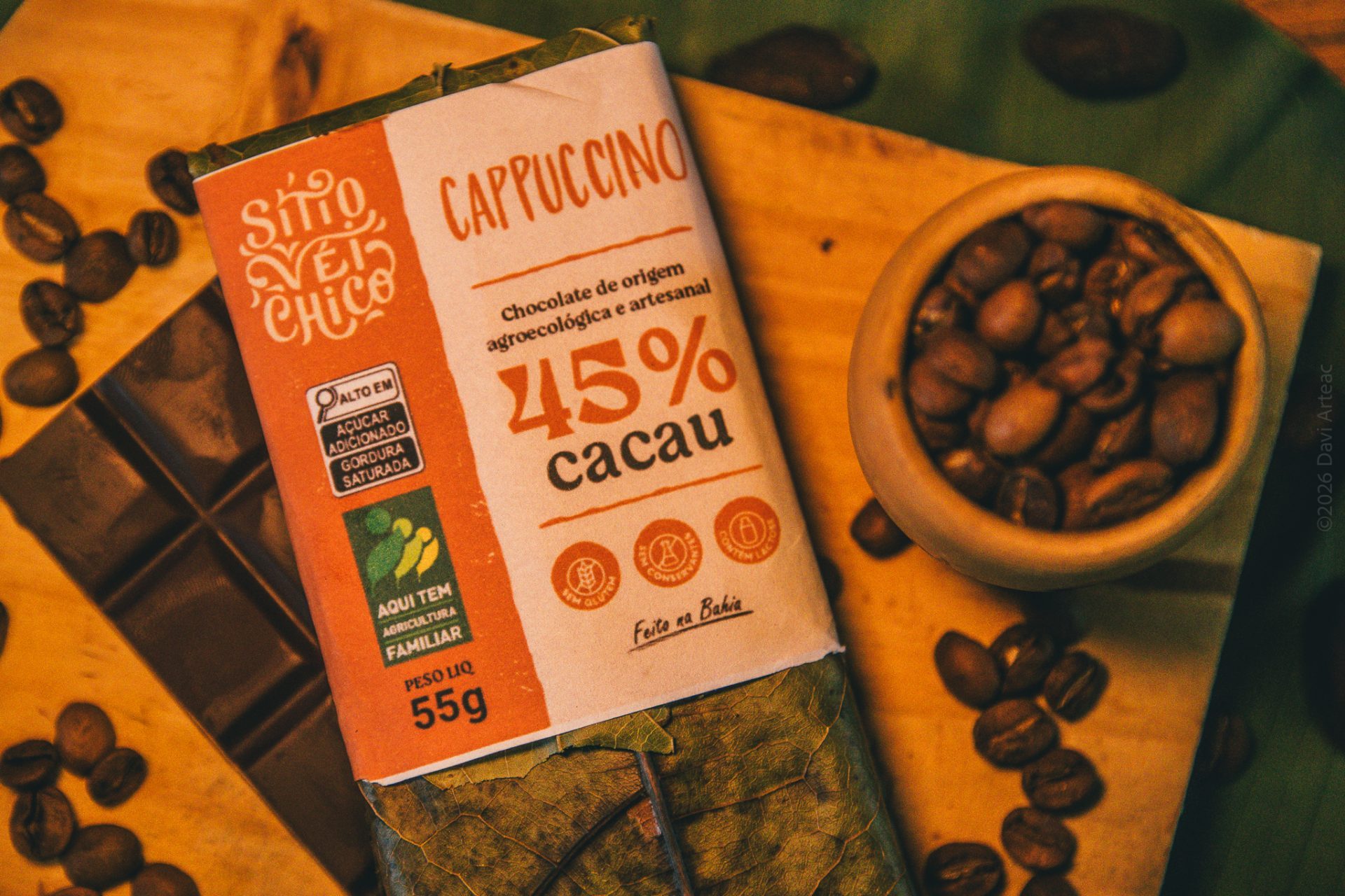 Chocolate Artesanal 45% Cacau Ao Leite –  Cappuccino | Barra 55g