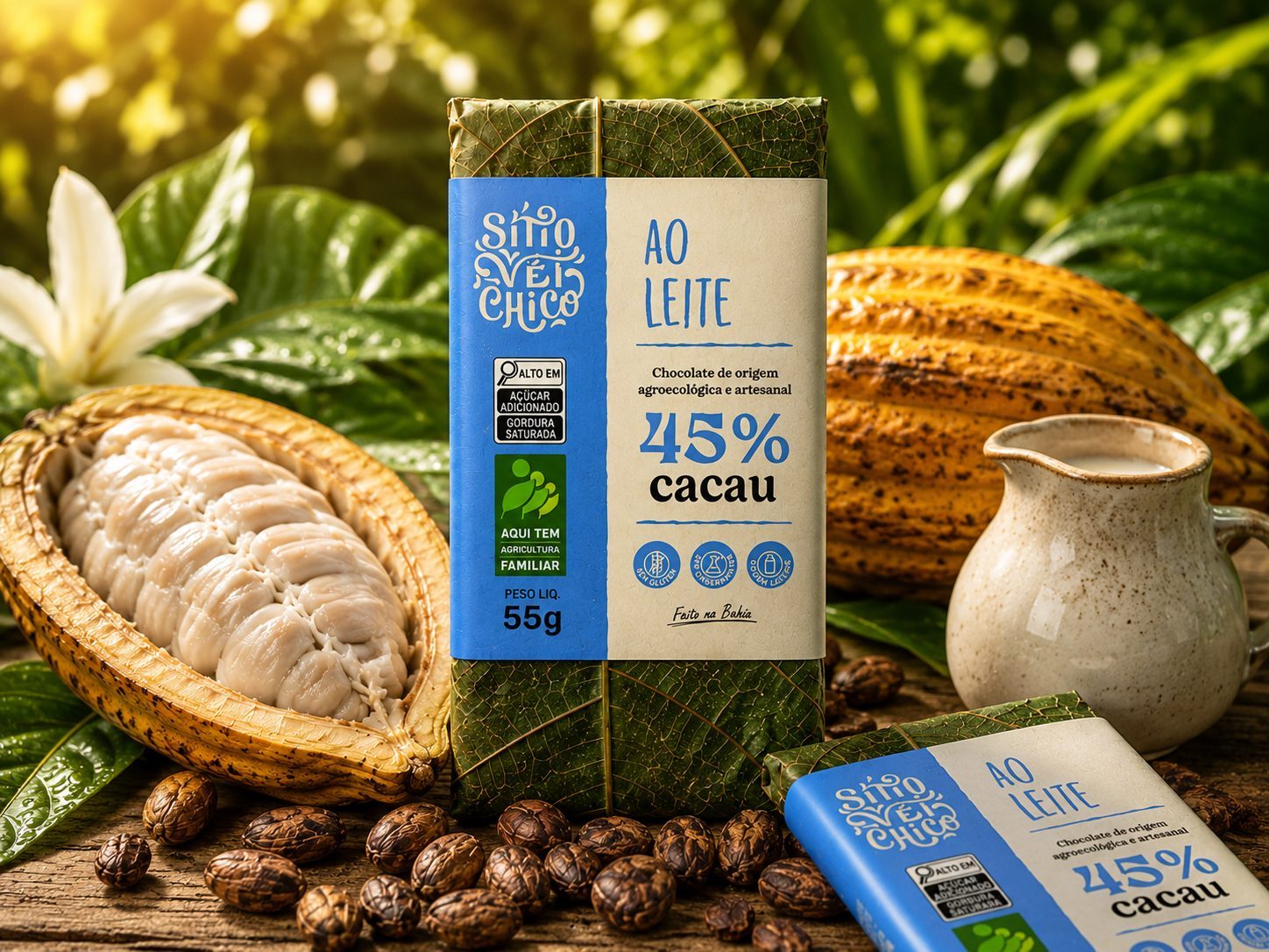 Chocolate Artesanal 45% Cacau – Ao Leite  | Barra 55g
