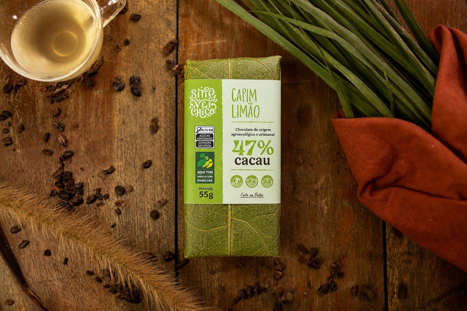 Chocolate Artesanal 47% Ao Leite – com Capim Limão | Barra 55g